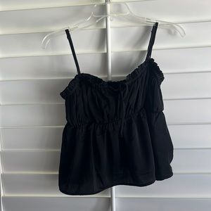 Black American eagle, silky, crop top with adjustable straps, size small